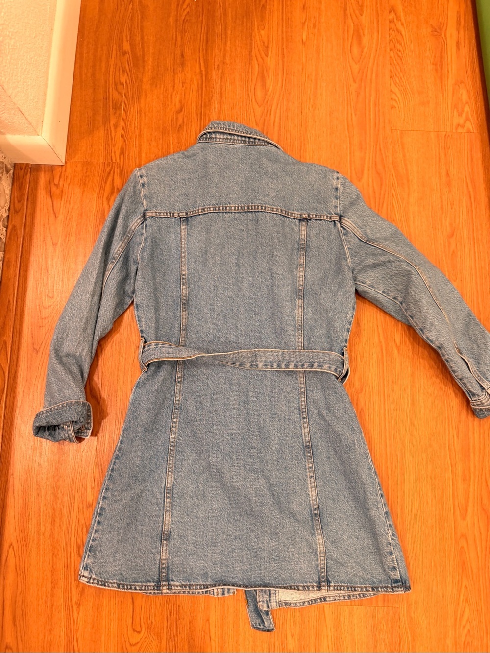Zara Light Blue Denim Belted Jacket - Picture 4 of 4